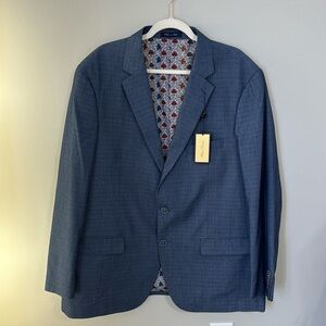 NWT Alan Flusser Men's Denim Blue Striped Two Button Blazer / Size XXL